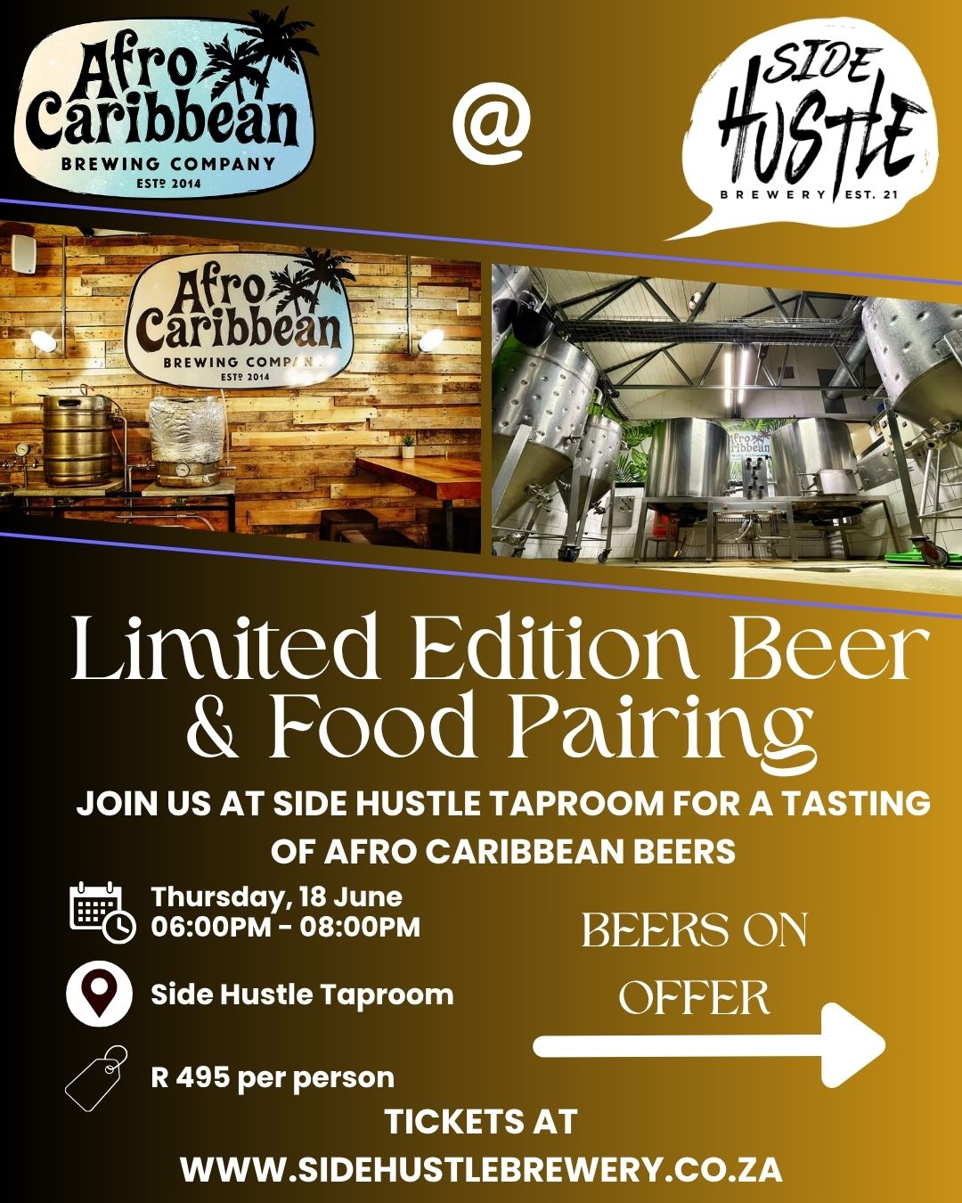Side Hustle x Afro Caribbean Brewing Co. Food & Beer Tasting Event - Ticket
